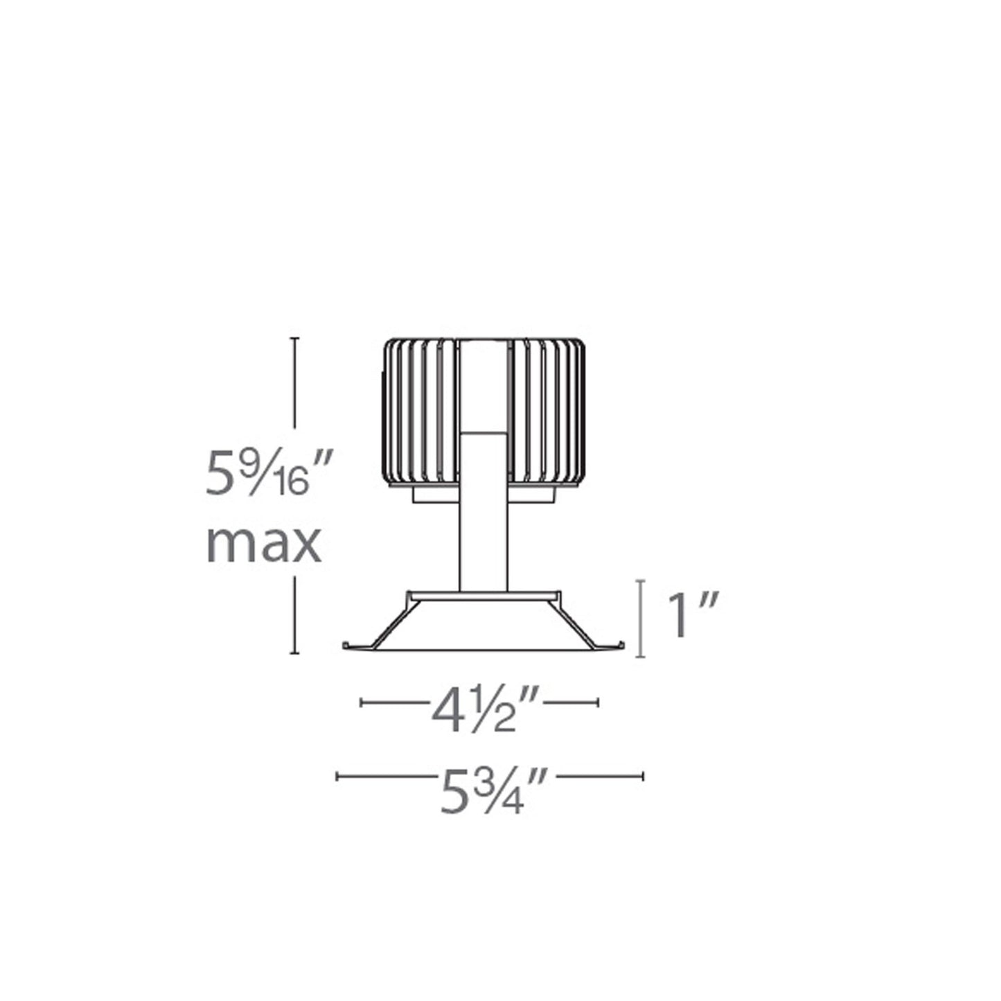 Volta 4.5 Inch Round Shallow Regressed LED Recessed Trim - line drawing.