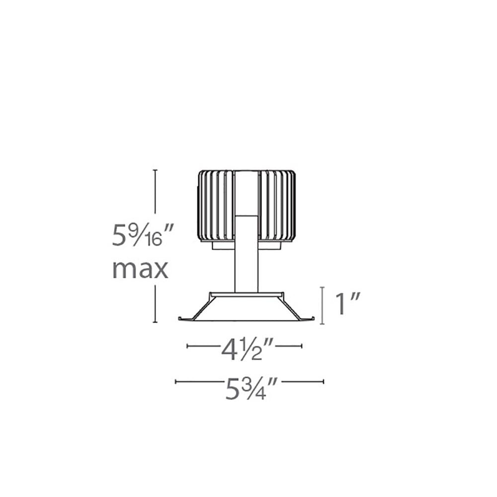 Volta 4.5 Inch Square Shallow Regressed LED Recessed Trim - line drawing.