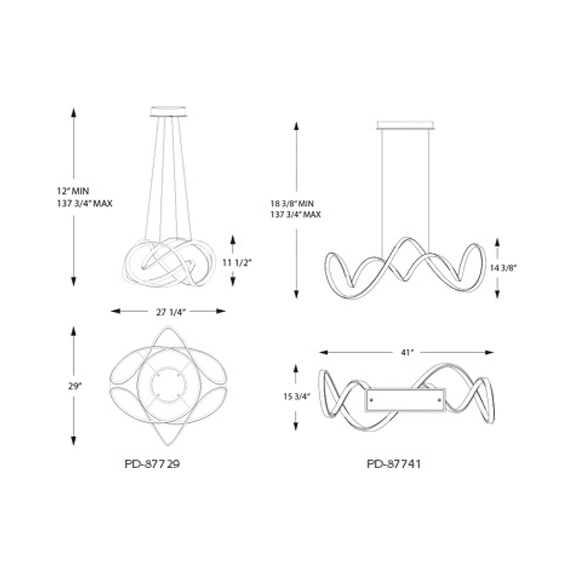 Vornado LED Pendant Light - line drawing.