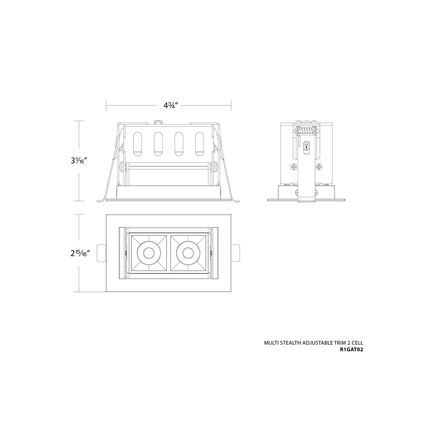 Multi Stealth Adjustable Trim LED Recessed Light - line drawing.