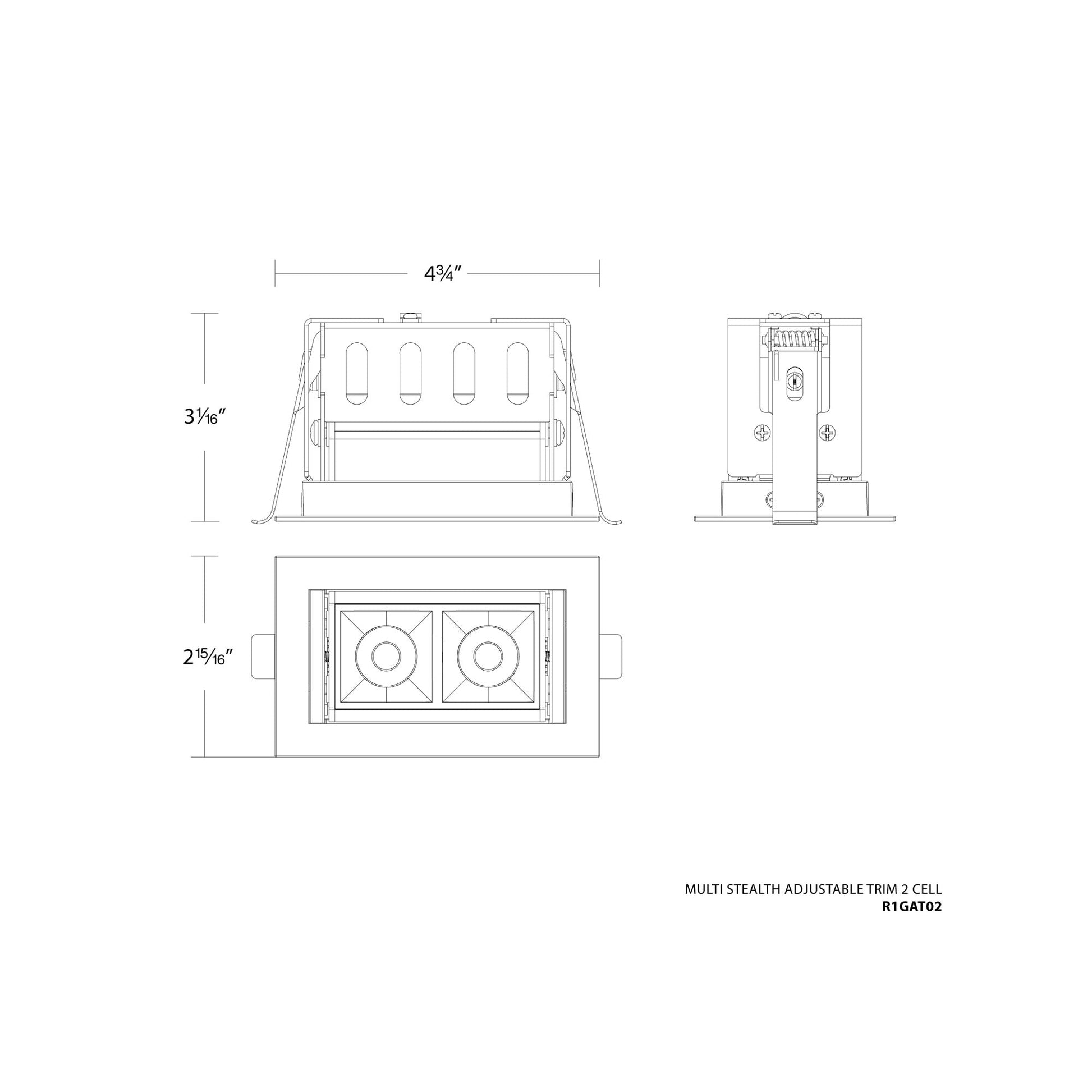 Multi Stealth Adjustable Trim LED Recessed Light - line drawing.