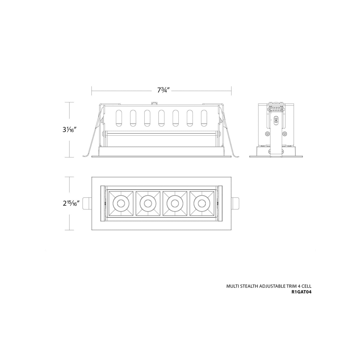 Multi Stealth Adjustable Trim LED Recessed Light - line drawing.