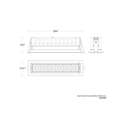 Multi Stealth Adjustable Trim LED Recessed Light - line drawing.