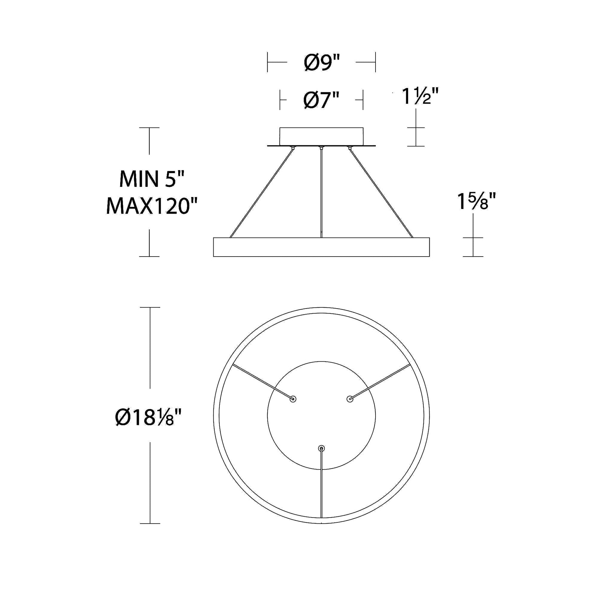 Sirius LED Pendant Light - line drawing.