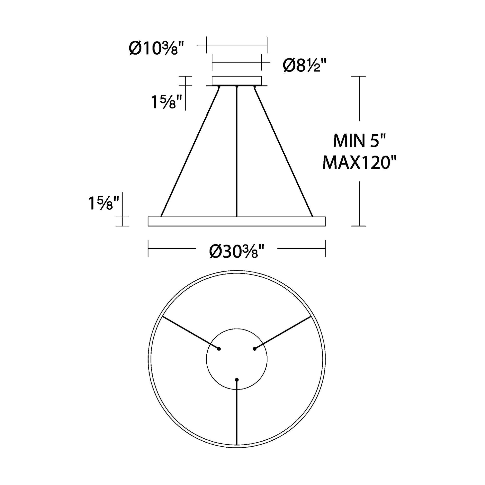 Sirius LED Pendant Light - line drawing.