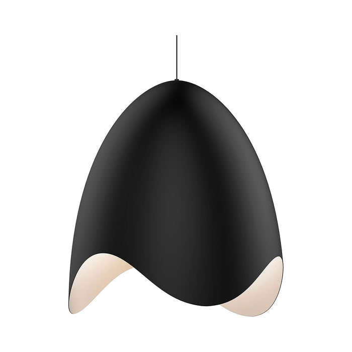 Waveforms™ Bell LED Pendant Light in Large/Satin Black with White Interior.