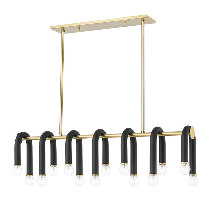 Whit Linear Suspension Light in Aged Brass / Black.