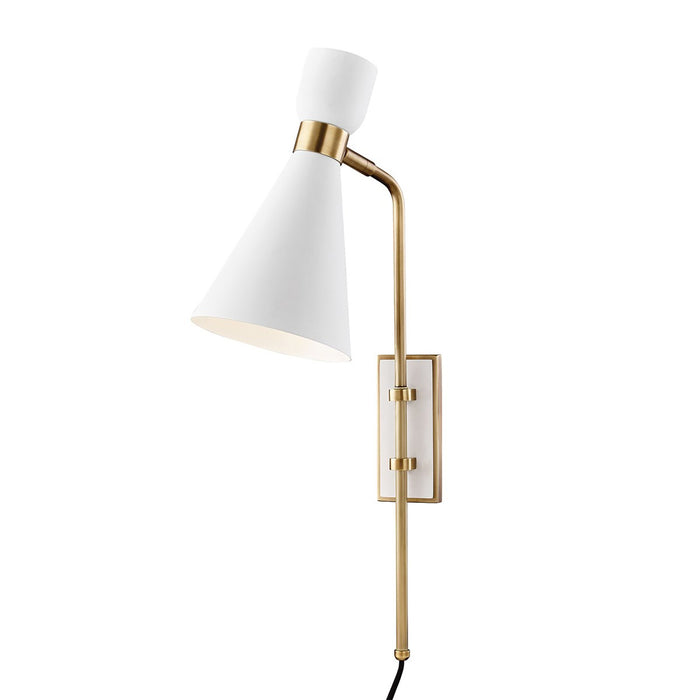 Willa Wall Light in Aged Brass / Soft Off White.