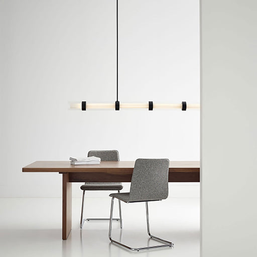 Wit LED Linear Suspension Light in office.