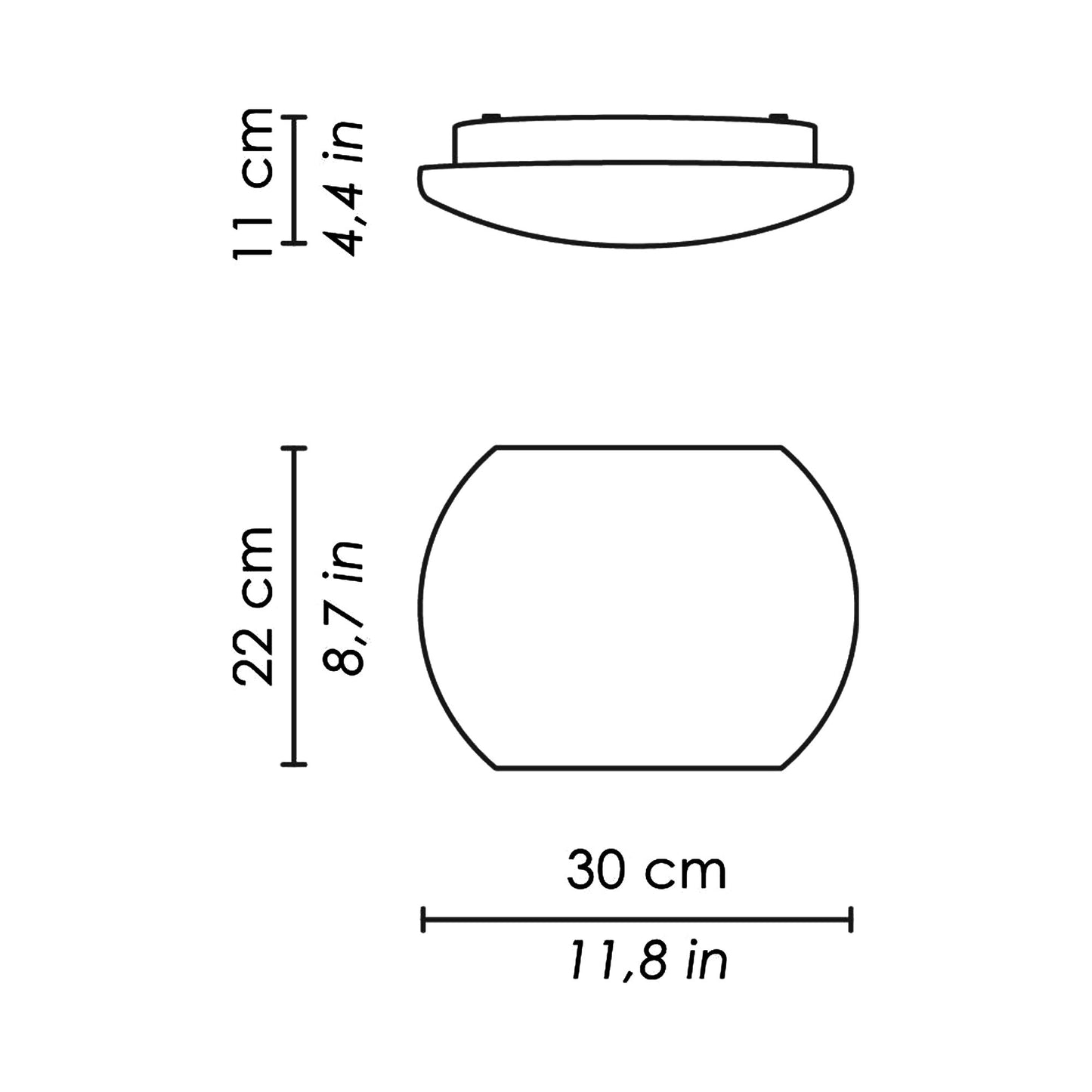 Chiusa Ceiling/Wall Light - line drawing.