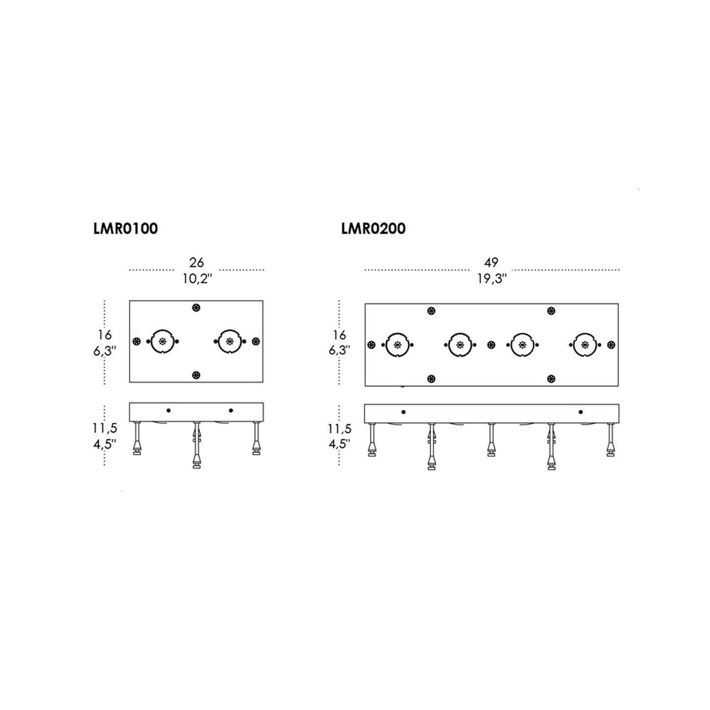 Mariposa LED Frame for Ceiling/Wall Light - line drawing.
