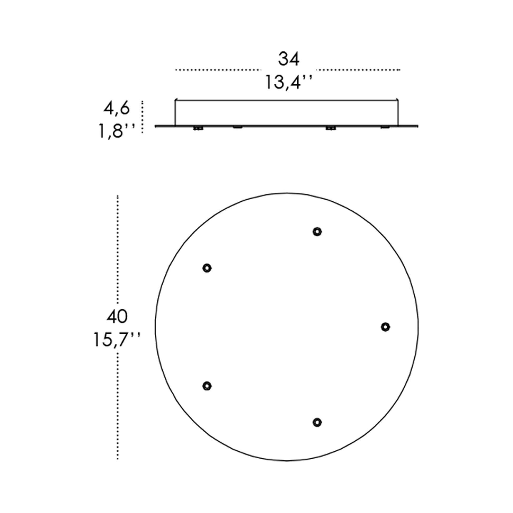 Multi-Light Round Canopy - line drawing.