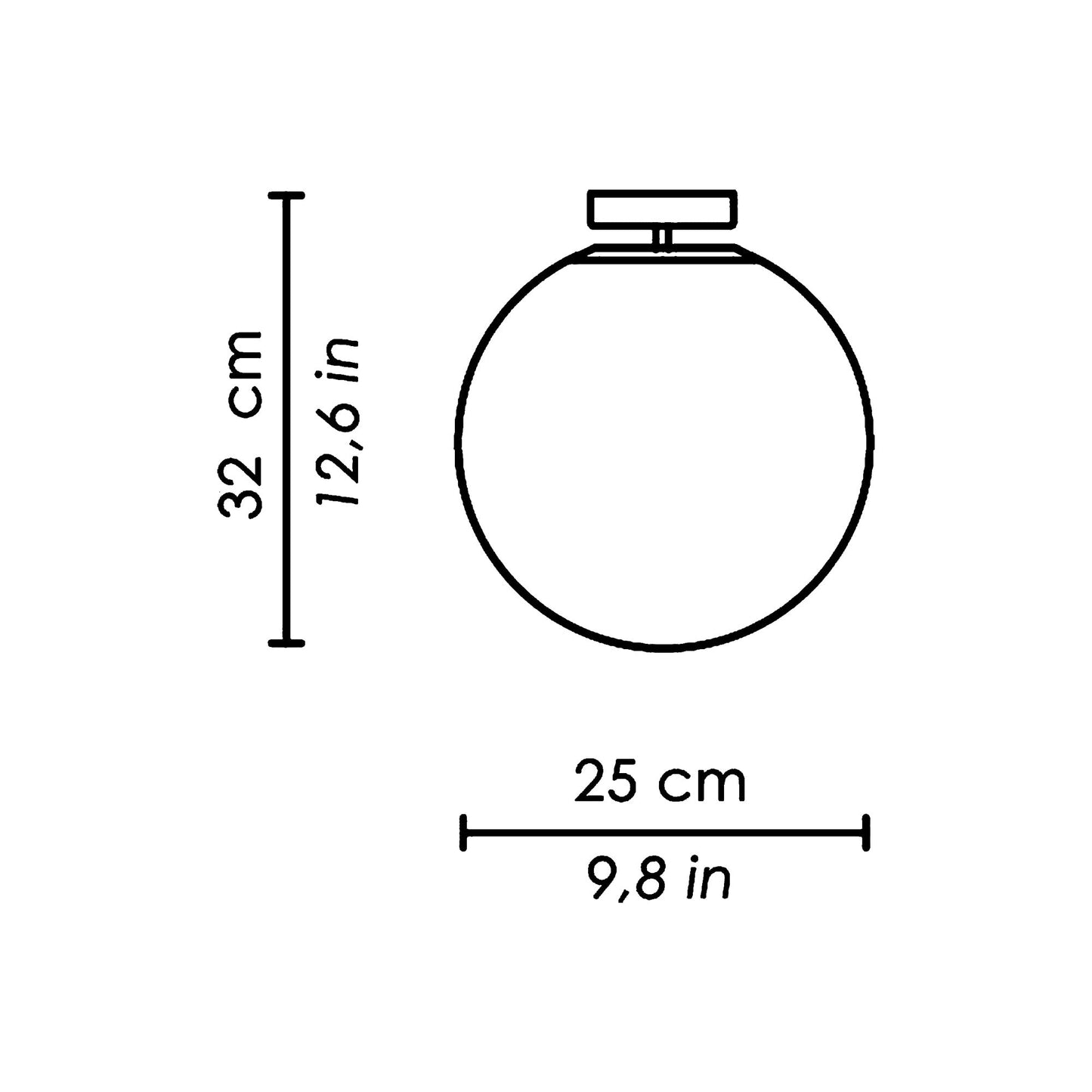 Sferis Semi Flush Mount Ceiling Light - line drawing.