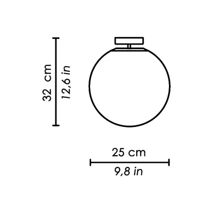 Sferis Semi Flush Mount Ceiling Light - line drawing.