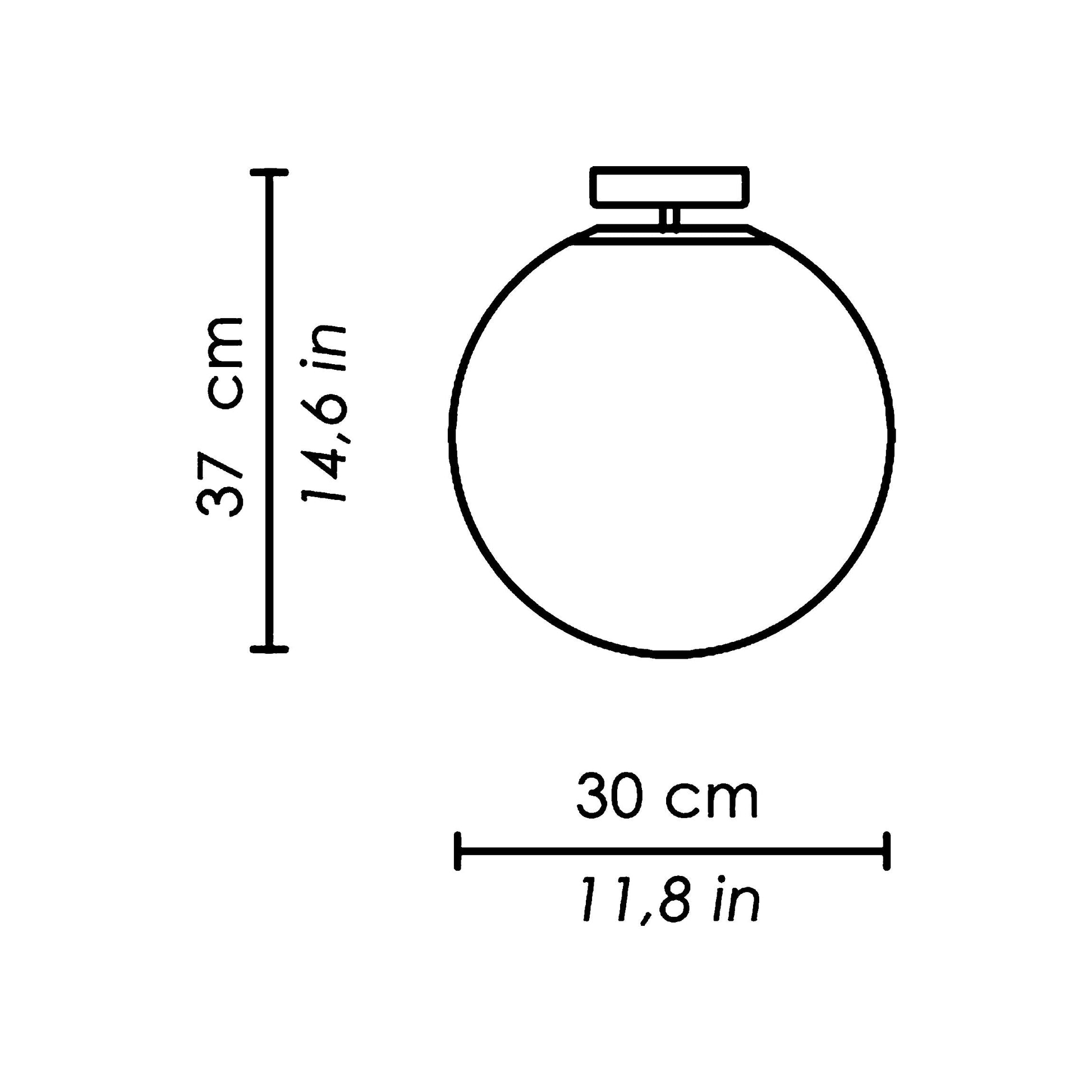 Sferis Semi Flush Mount Ceiling Light - line drawing.