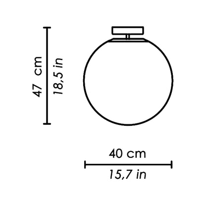 Sferis Semi Flush Mount Ceiling Light - line drawing.