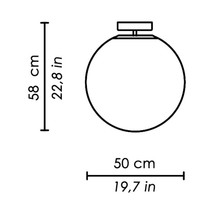 Sferis Semi Flush Mount Ceiling Light - line drawing.