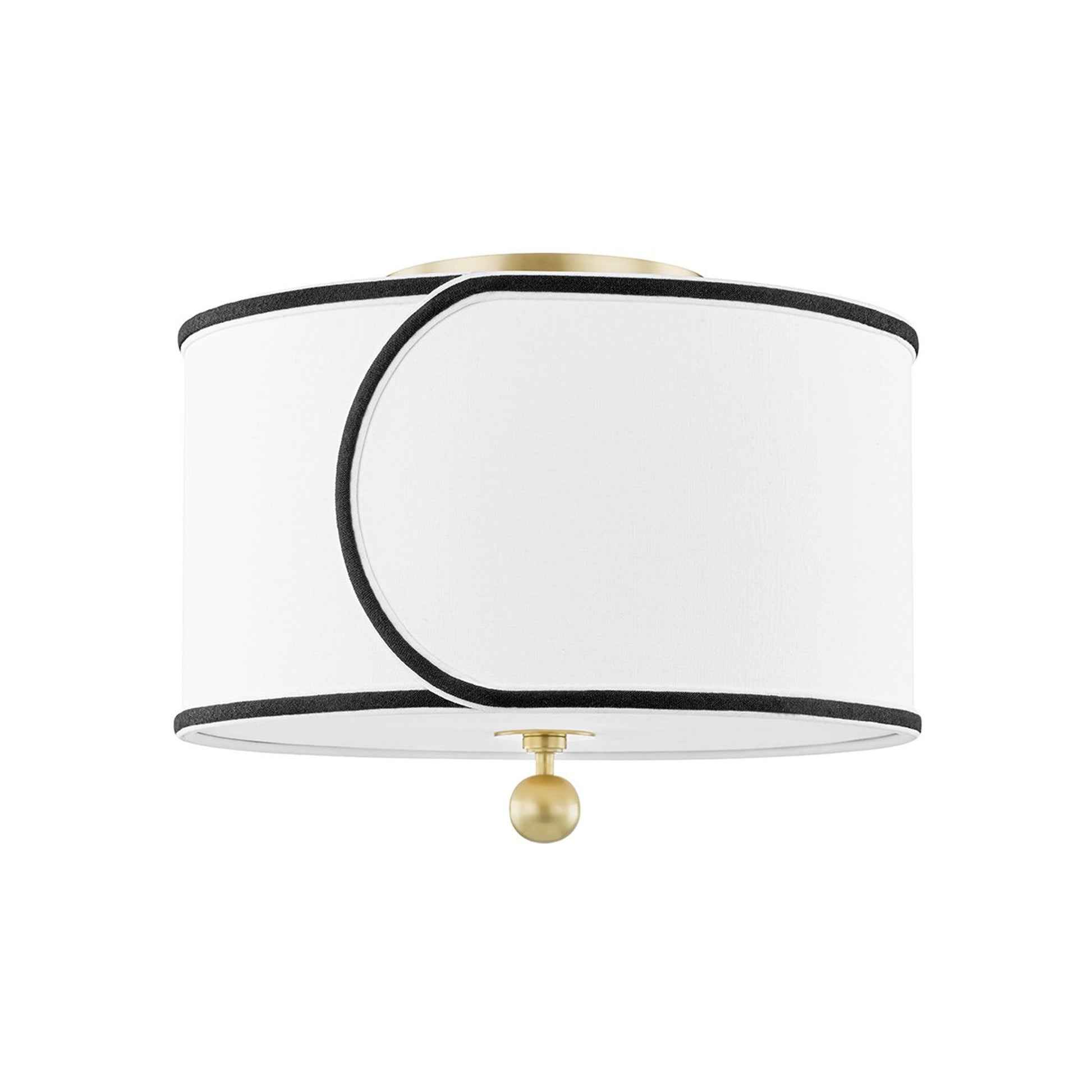 Zara 2-Light Semi-Flush Mount Ceiling Light in Aged Brass.