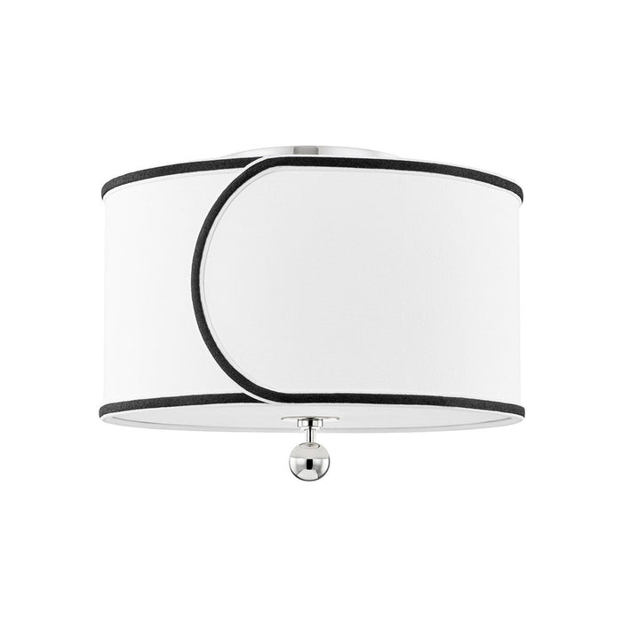 Zara 2-Light Semi-Flush Mount Ceiling Light in Polished Nickel.